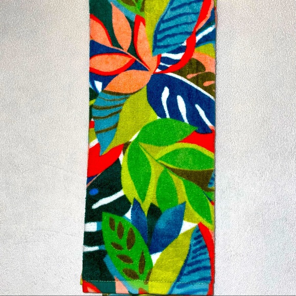 🎉HP🎉New! Trina Turk 4pc Topical/Palm Leaf Print Hand Towel+ Oven Mitt Set🏝🌺 - Picture 6 of 14